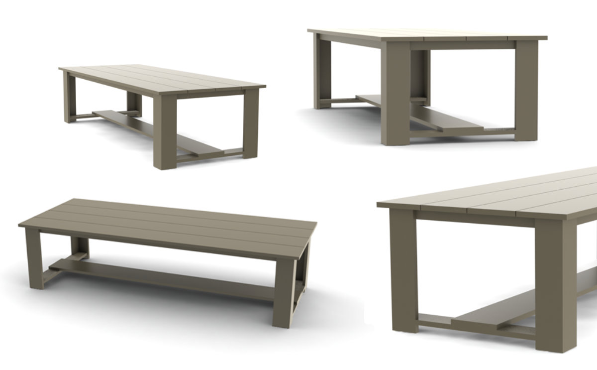 MaikelsDesign custom garden table renders shown at different angles